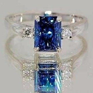 Vintage Bright Blue Ring-Emali Jewelry