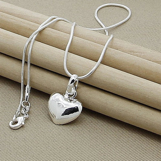 Silver Heart Necklace-Emali Jewelry