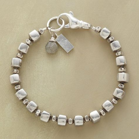 Vintage Silver Cubic Beads Bracelet-Emali Jewelry