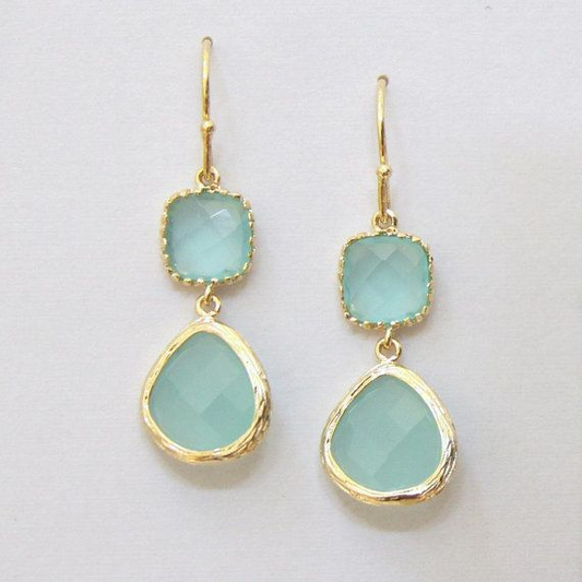 Vintage Turquoise Moonstone Earrings-Emali Jewelry
