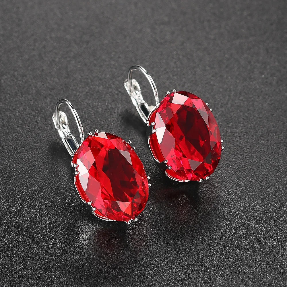 Classic Red Gemstone Earrings-Emali Jewelry