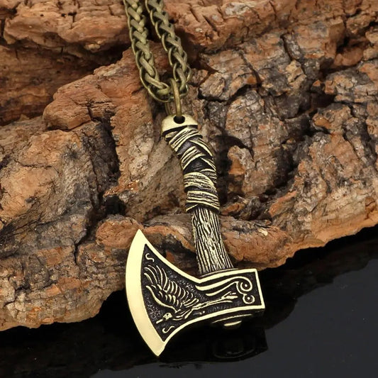 Vintage Norse Axe Pendant Necklace-Emali Jewelry
